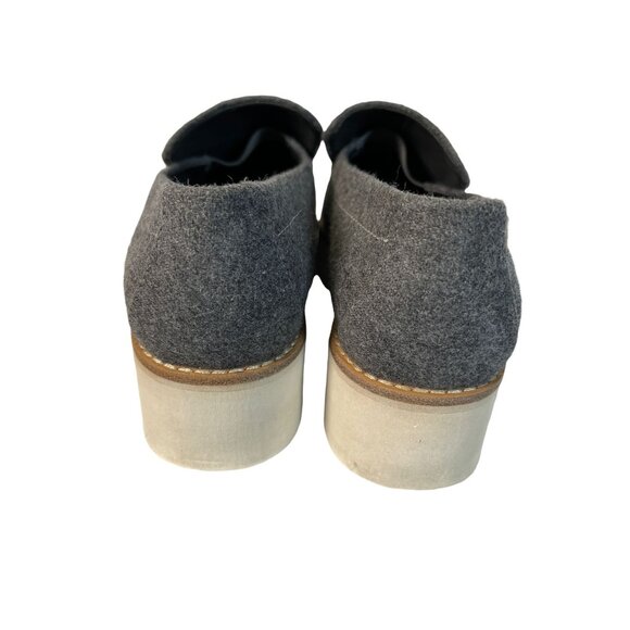Vince Zeta Platform Wedge Loafer Felt Flannel Grey Size 6M - Picture 5 of 7